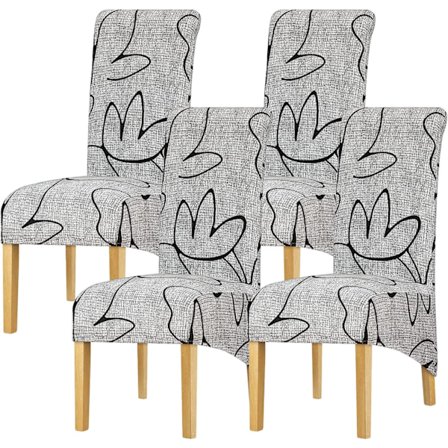 Stolebetræk XL Størrelse Højrygget Stol Hynde Stretch Trykt Blomstret Stolebetræk til Spisestue Banket Hotel 4-pak