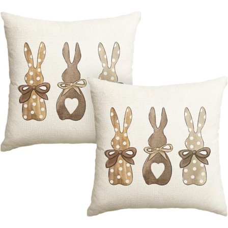 Dekorativt kuddfodral med prickar, kanin, påsk, vår, 45x45 cm för soffa, vardagsrum