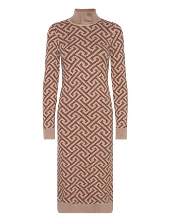 Vmaria Ls High-Neck Calf Dress Rep Brown Vero Moda