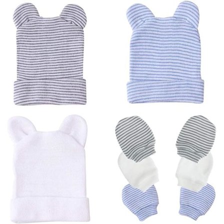 Baby Caps och Vantar Nyfödd Sjukhusmössa Mössor Anti-Scratch Glov