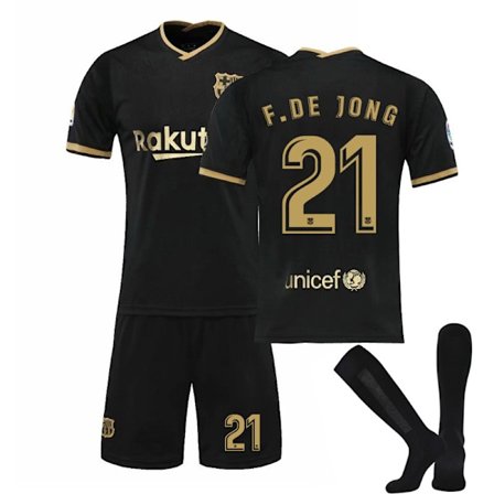 20-21 Barcelona tröja hemma och borta svart, guld och rosa Messi fotbollsuniform set