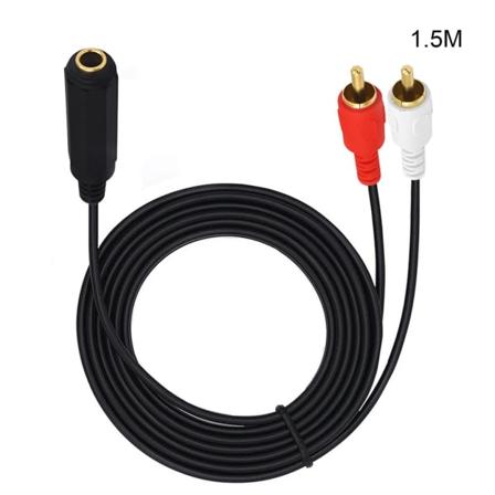 6,35 mm 1/4 tommers stereo hunn til 2RCA hann Y-splitter adapterkabel lydsignalkoblingskabel ledning 25 cm/150 cm 1,5 m