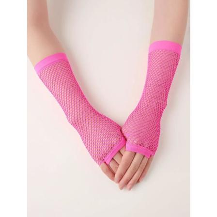 Neon Rosa Fingerlösa Näthandskar C:a 30 Cm Långa