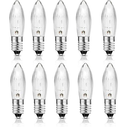 E10 34V 3W kynttilänjalkalamppu 7 polttopisteellä, korvaavat lamput, 30LM lämmin valkoinen 2700K, 10 kpl