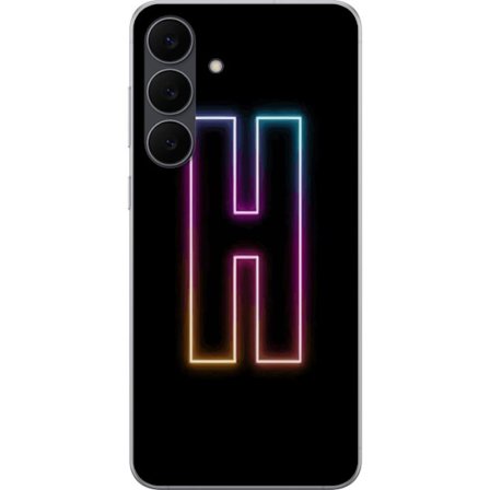 Kompatibelt Mobildeksel til Samsung Galaxy S25 FE Minimalistisk neonbokstav H i fargeskiftende lys mot svart bakgrunn med moderne typografisk følelse
