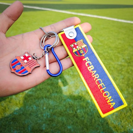 Fodboldklubs nøglering, fodboldholds rygsæk, bagagemærke og nøglemærke