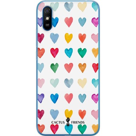 Kompatibelt Mobilskal till Xiaomi Xiaomi Redmi 9A Cactus and Friends - Watercolor Love Grid