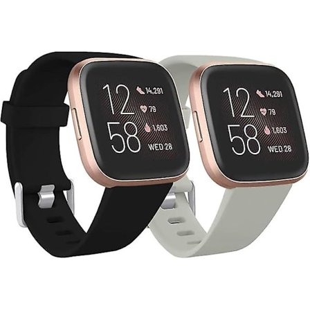 Kompatibel med Fitbit Versa-reim/Fitbit Versa 2-reim, Myk silikon sportsreim for Fitbit Versa 2/Fitbit Versa Lite/Versa SE, 2-pakning