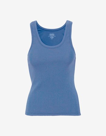 Women Organic Rib Tank Top - Sky Blue - XL