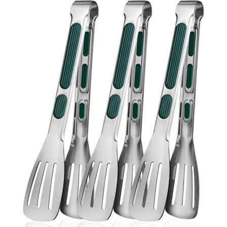 23 cm matserveringstang i rustfritt stål, buffettang, kjøkkentang (sett med 3)