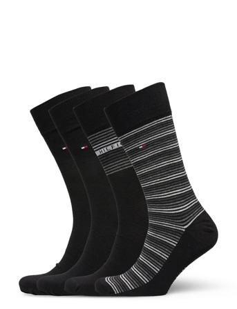 Th Men Sock 4P Tin Giftbox Stripe Underwear Socks Regular Socks Musta Tommy Hilfiger