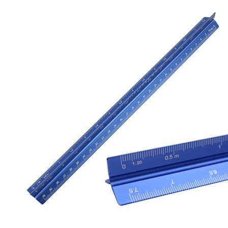 Aluminium Linealer Skala Triangulær Lineal Trekant Skala 1: 2.5, 1: 5, 1: 10, 1: 20.1: 50.1: 100 laser e