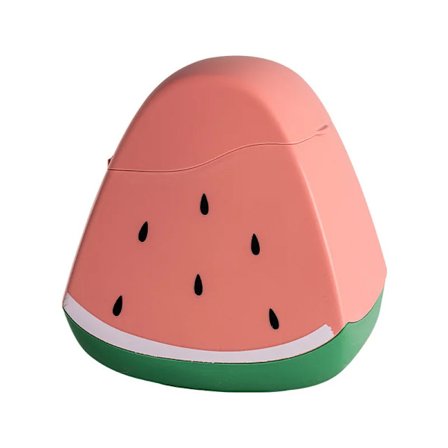 Vannmelonformet Rosa Grønn Slitesterk Lettvekts Plast Oppbevaringsbeholder Med Lokk Og Svart Frømønster For Hjemmekontor Skrivebord Småting Organizer