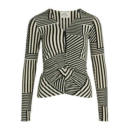 Mads Nørgaard Mads Nørgaard Pollux Beatriz Aop Bluser 202258 Black Stripe Grøn, Dame Langærmet