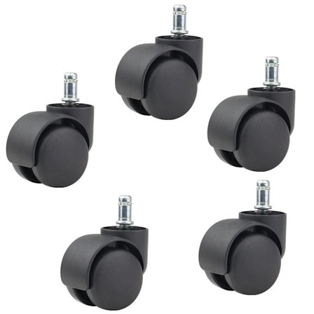Sarja 5 mustaa 2 tuuman toimistotuolin pyörää, korvaavat pyörät