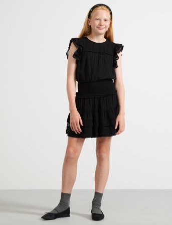 Lindex Skirt Flounce With Lace - Black - 128