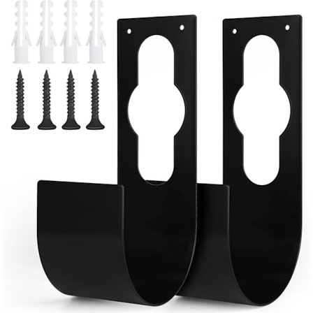 2 stk. Slangeholderkrok, Utvidbar Hage Slange Rør Henger Holder Veggmontert, Metall Slange Rulle Henger Slange Kran Brakett med Skruer, Svart