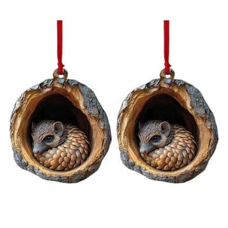 2 stk. Juletræspynt med dyr, 2D akryl skovdyrsdekoration, let at hænge, dyredekoration i træhul til kaminhylde, træ, krans