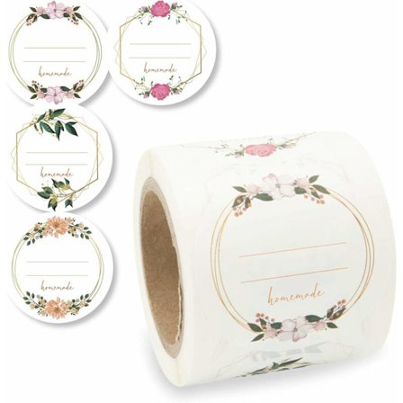 50 mm självhäftande etiketter med blommotiv (200 ark)
