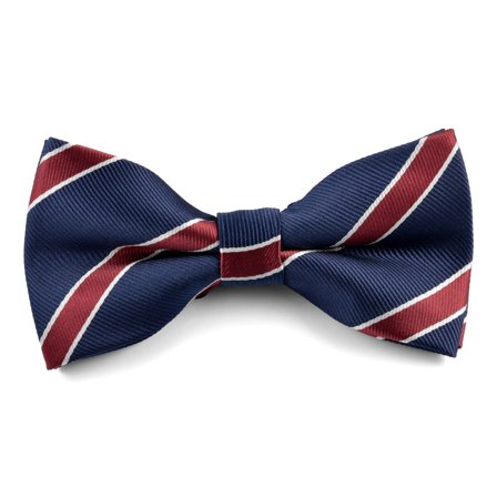 Navy Blue Striped Pre-Tied Bow Tie for Men - Pre-tied bow ties