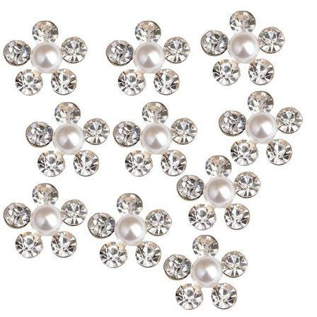 10 Stykker Flatback Pynt Knapper Pære Blomst Bryllupstilbehør 5