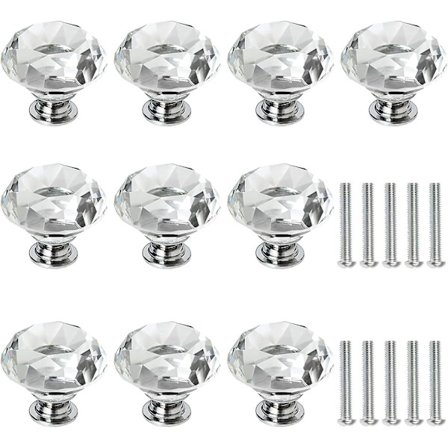 Kristalldörrhandtag - 10 julklappar 30mm diamant transp