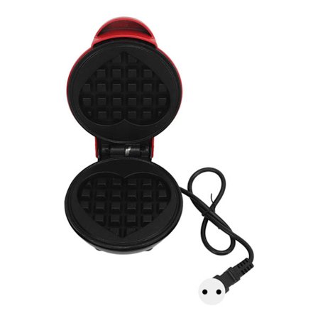 Vaffeljern i aluminiumlegering, rød, rund vaffeljernmaskin med non-stick overflate for frokostsmørbrød, EU-plugg 220V