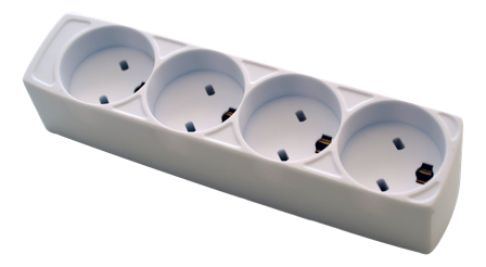 HELTEC EDB stikdåse m. jord - 4 udtag - 3M - EDB Stikprop White