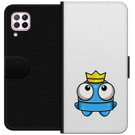 Kompatibelt Plånboksfodral till Huawei Huawei P40 lite Blå tecknad figur med krona och stora ögon i lekfull kunglig stil