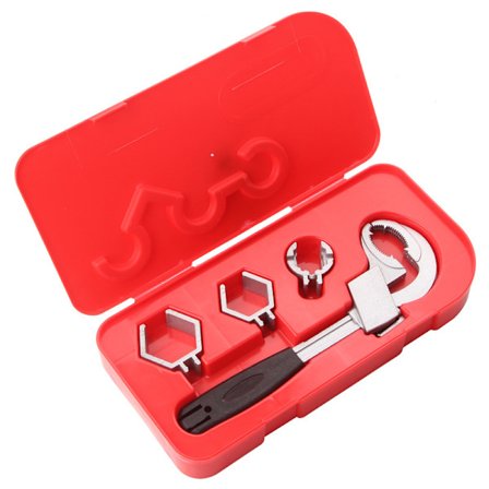 Multifunktionel skruenøgle til håndvask, toilet vandhaner, 80mm bred åbning reparationsnøgle, med opbevaringsboks 3 chucks