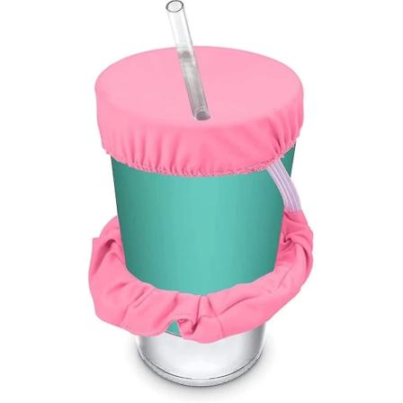 Gjenbrukbare Vaskbare Drikkdeksel Anti-Spike Scrunchie Deksel For De Fleste Drikk Kopper & Glass Rosa Pink