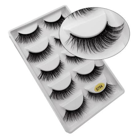 5-par Lösögonfransar - 3d Faux Mink (g-704) Svart