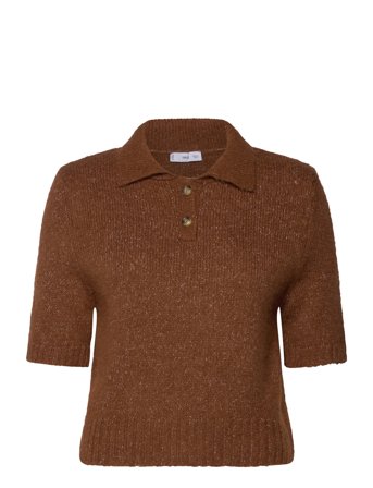 Mango | Knitted Polo Shirt With Ribbed Details | S