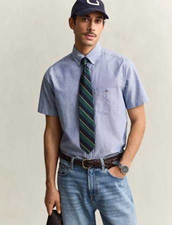 GANT Reg Classic Oxford Ss Shirt - Blue - S