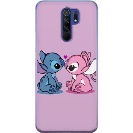 Xiaomi Redmi 9 Genomskinligt Skal Stitch-Kärlek