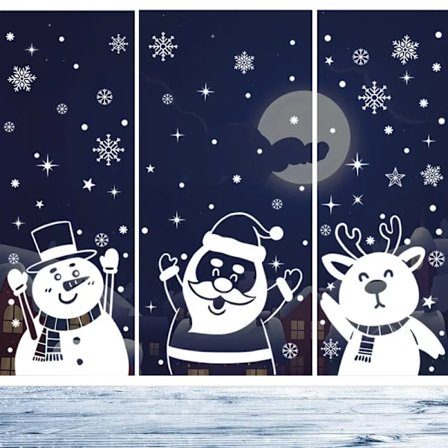 1Set Santa Claus Snowman Elk Window Stickers Snowflake Electrostatic Wall Sticker 2024 Christmas Decoration For Home New Year
