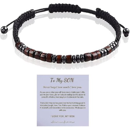 Til min sønn fra mamma, jeg elsker deg, morsekodearmbånd, meningsfullt håndlaget armbånd, bursdags-/eksamensgave