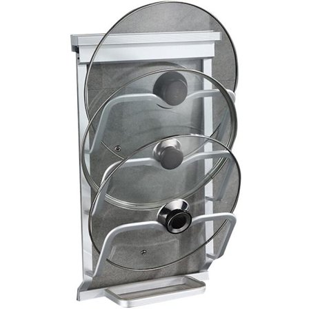 Gryde Låg Organizer Holder, Punch-Down Aluminium Gryde Låg Holder med 3 Holdelag, Opbevaringshylde Værktøjer, Sølv