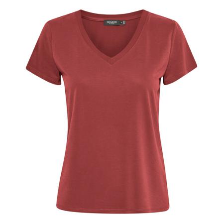 Soaked in Luxury SLColumbine V-neck SS Rød, Dame T-shirts