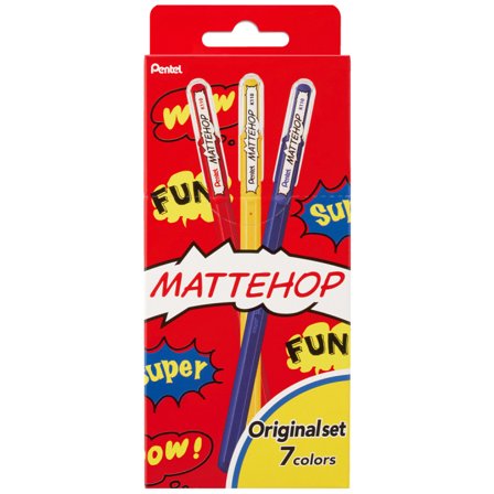 Pentel Mattehop Gel Roller Pen Original Colours Pack of 7