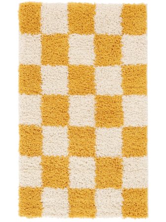 W Szachownicę Dywan Włochacz Mały Chessie - Żółty/Kość Słoniowa 100X160 W Nowoczesnym Stylu