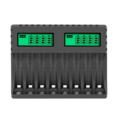 8-pladsers batterioplader med LCD-skærm Intelligent til AA/AAA NiCd NiMh genopladelige batterier Oplader aa aaa oplader Sort[pl]