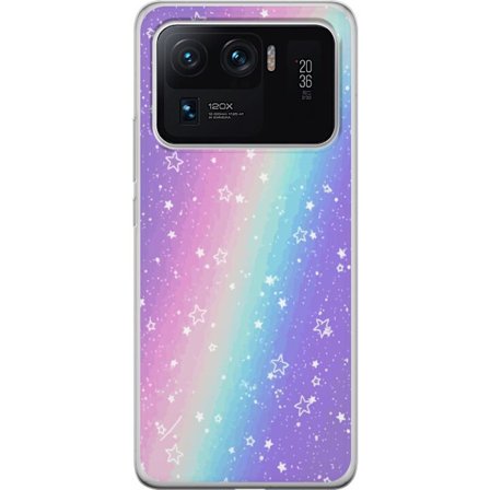 Kompatibel Mobilcover til Xiaomi Mi 11 Ultra Rainbow-farvet pastelbaggrund med hvide stjerner og glitrende prikker i blød overgang