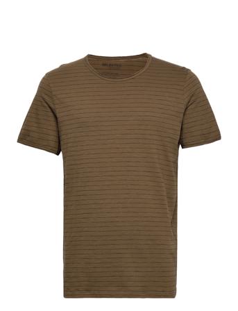 Slhmorgan Stripe Ss O-Neck Tee W T-shirt Brun Selected Homme
