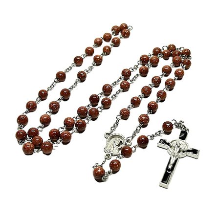Katolinen Rosary Kaulakorut Hiekkakivihelmet ristiriipus Christian pitkä ketju
