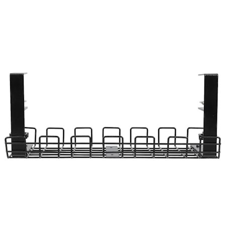 Kontor elektrisk ledningsarrangør under-skrivebord kabelstativ strømstripsholder (svart)