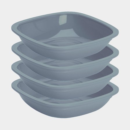 Assiette creuse en plastique Nordiska Plast, grise, 18,5 cm, lot de 4