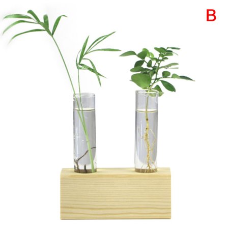 Glasrör Vaser Träställ Blomkrukor Hydroponic Plant Hemträdgård Enkel dekoration