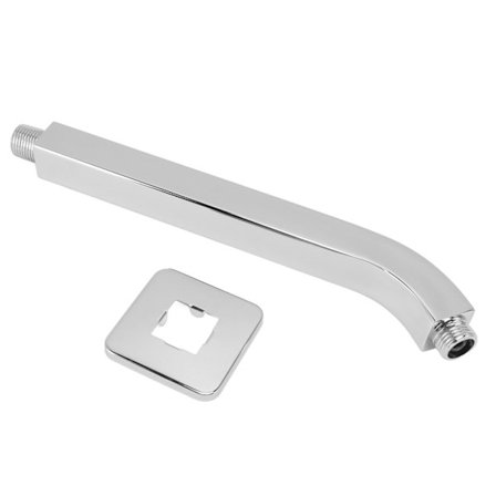 Firkantet messing brusehoved forlængerarm 25 cm vægmonteret rustfri til badeværelse