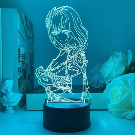 Genshin Impact Raiden Shogun LED 3D Lampe Illusionslys Skrivebordslampe Japansk Anime Lys, for Barneromsinnredning Nattelykt Bursdag